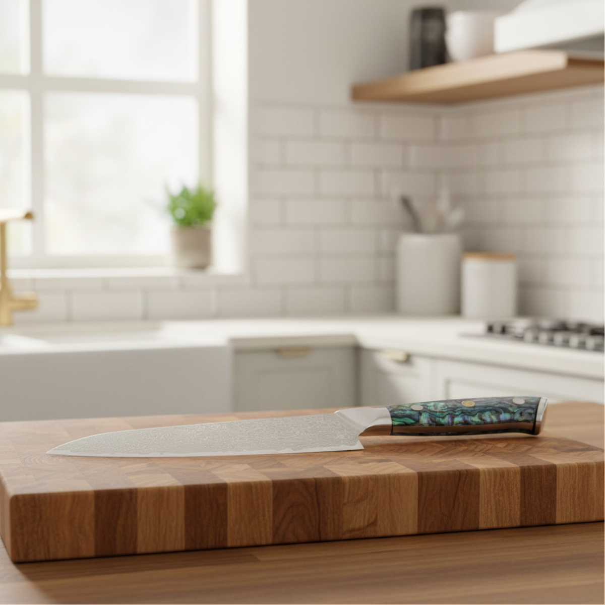 Japanisches Damaszener-Kochmesser – 20,4 cm Vielseitige Klinge