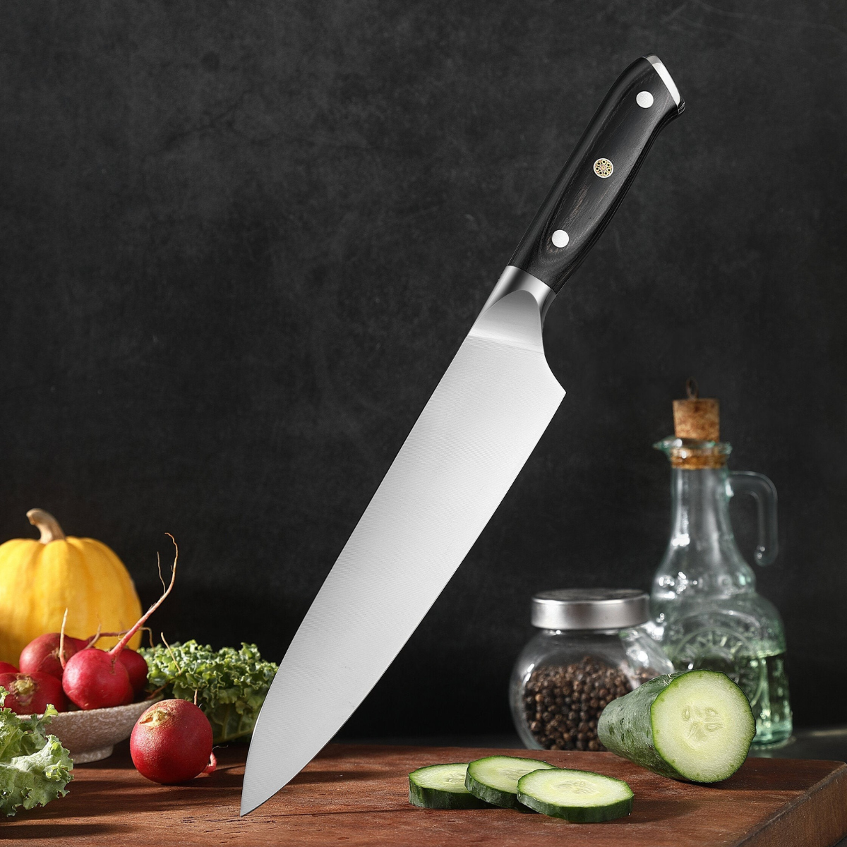 Gehämmertes Kochmesser im japanischen Stil – 20 cm Präzisionsklinge