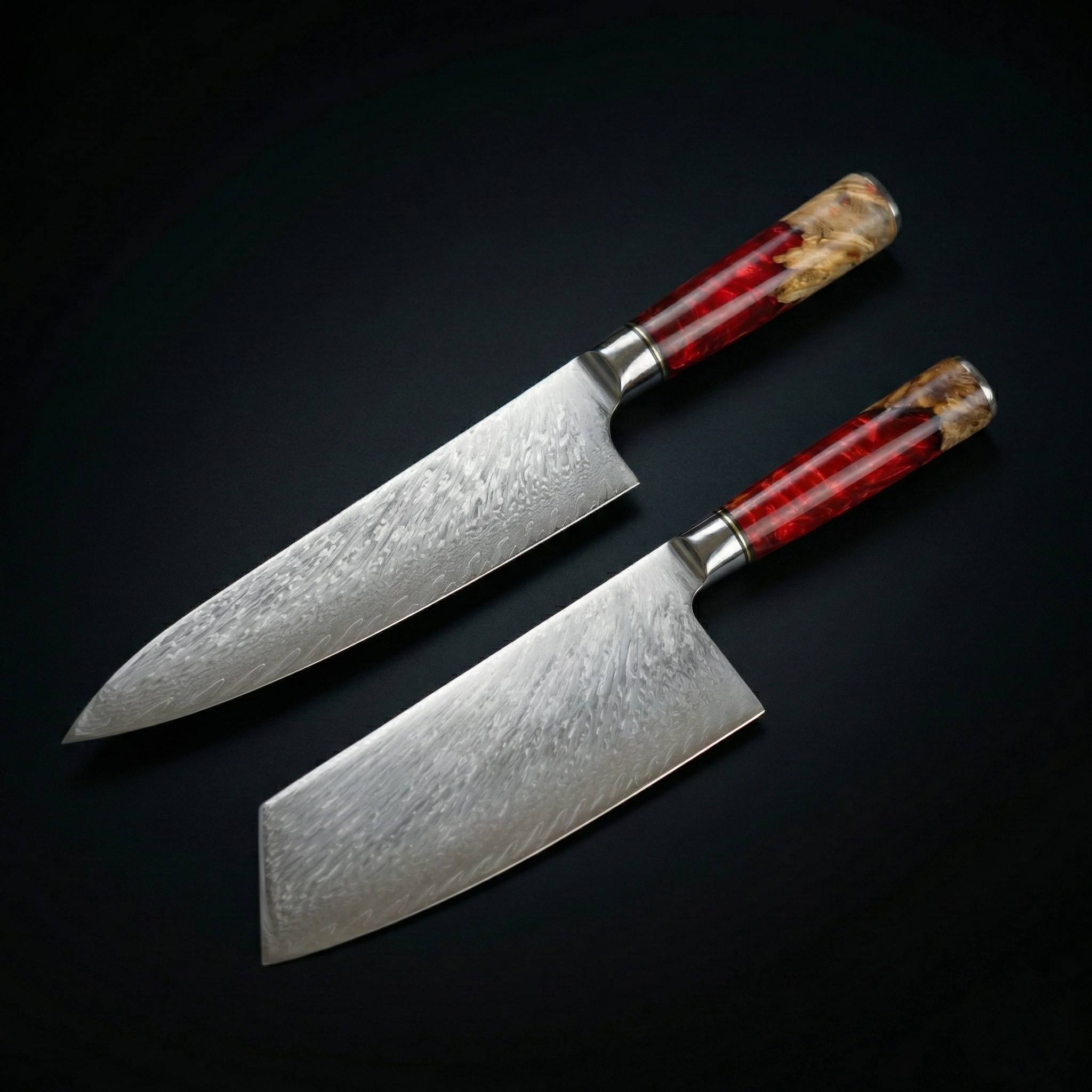 Japanisches Damascus Shinku 2-teiliges Performance-Set – Präzisionsklingen mit 19 cm & 20 cm