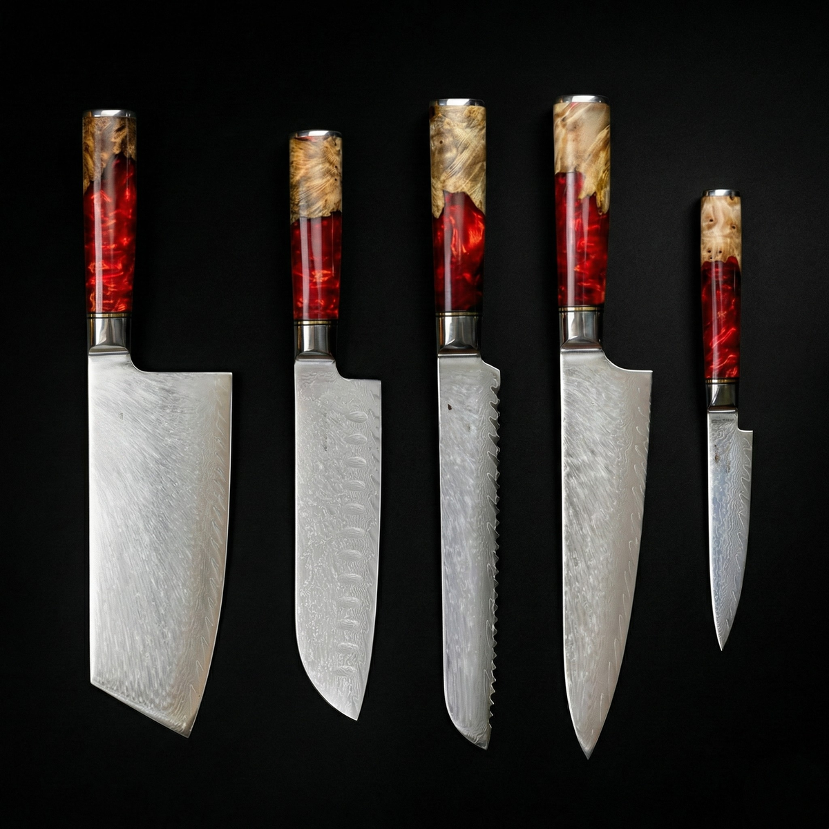 Japanisches Damascus Nakama Shinku 5-teiliges Kochmesser-Set – Präzisionsklingen