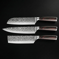 Japanisches Hammerschlag-Damascus-Kochmesser-Set – 3-teiliges Set