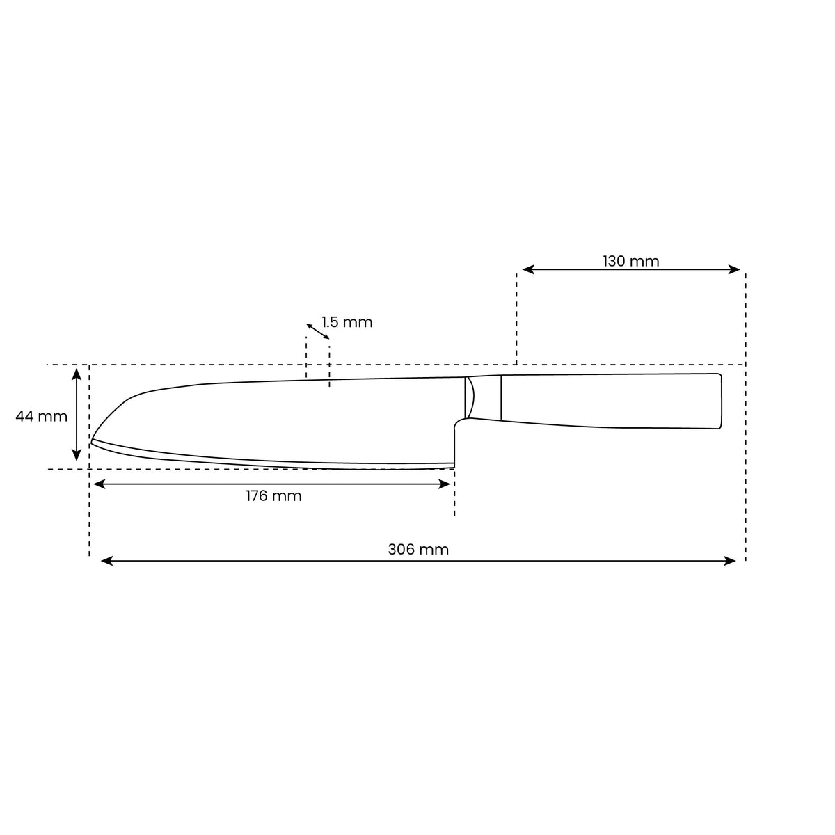 Gehämmertes Santokumesser im japanischen Stil – 18 cm Präzisionsklinge