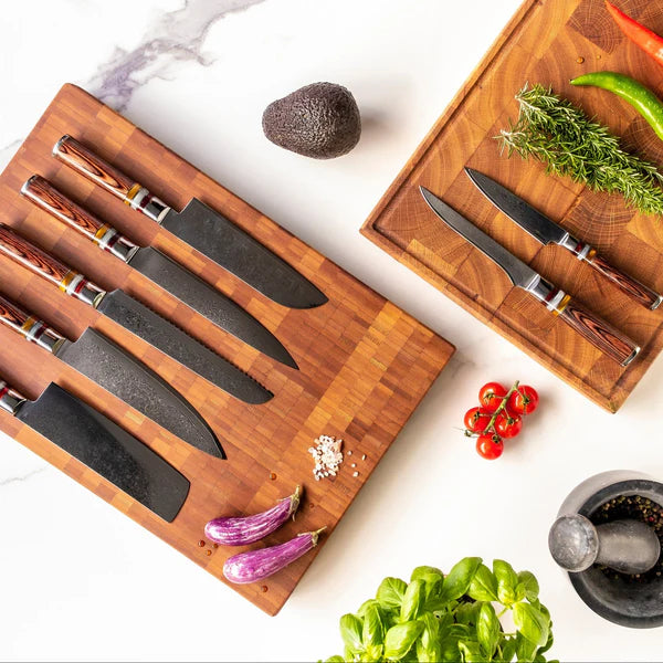 Professionelles Japanisches 7-teiliges Damascus Master-Messer-Set