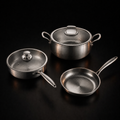 Handgehämmertes Premium-Kochset aus Titan mit 2 Deckeln (20, 23 & 25 cm)