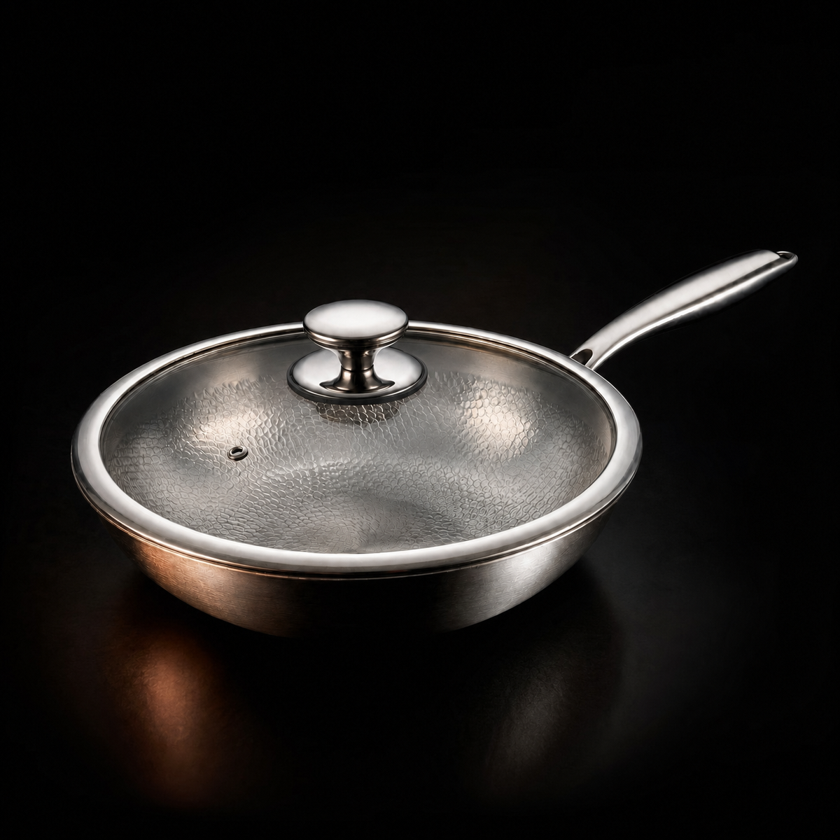 Handgehämmertes Titan-Wokset mit 1 Deckel (20, 20 & 25 cm)