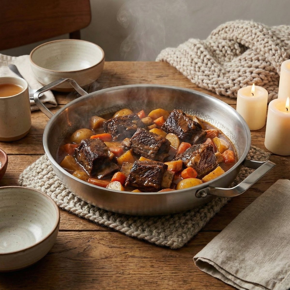 Gehämmerte Titanpfanne mit zwei Griffen