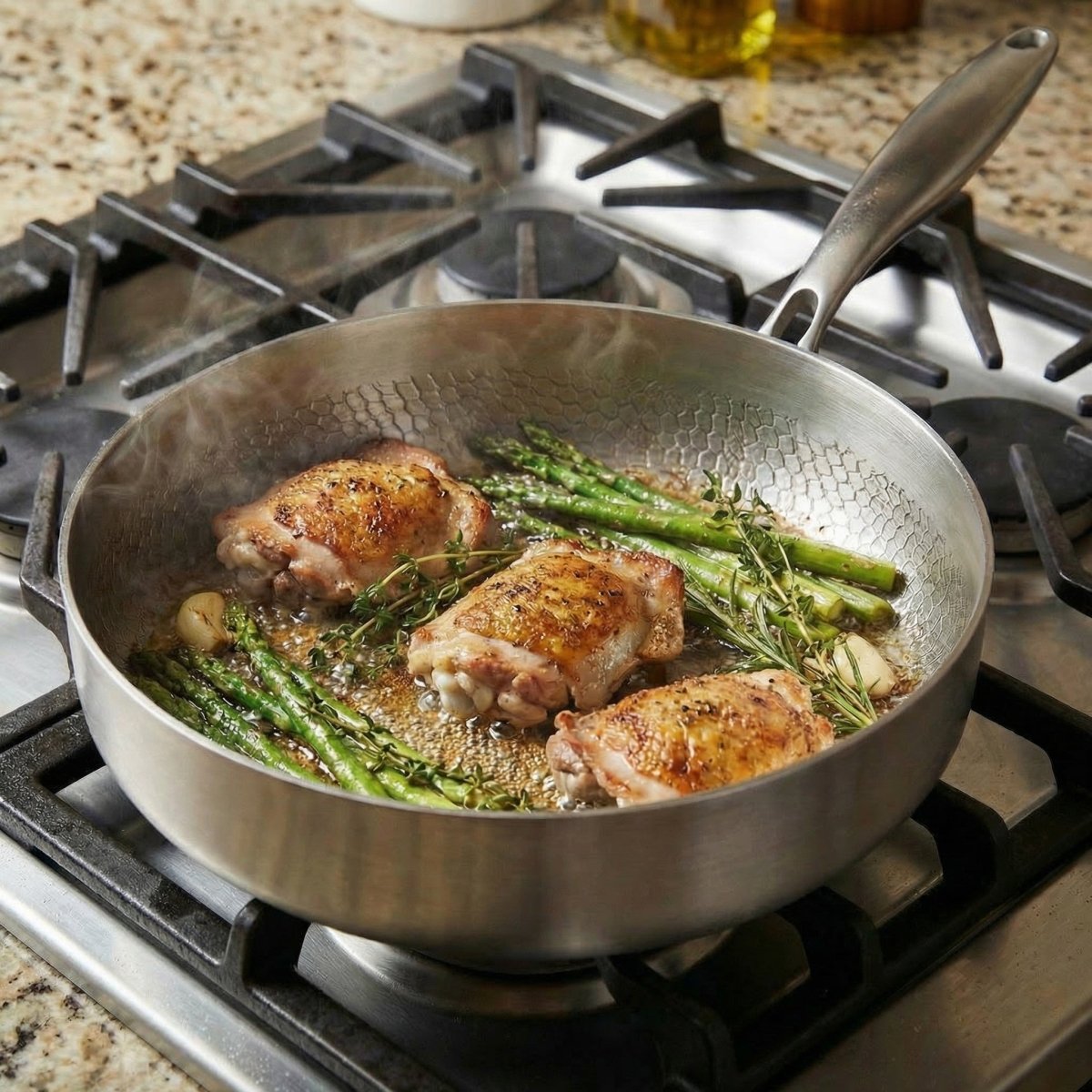 Gehämmerte Titanpfanne mit hohem Rand