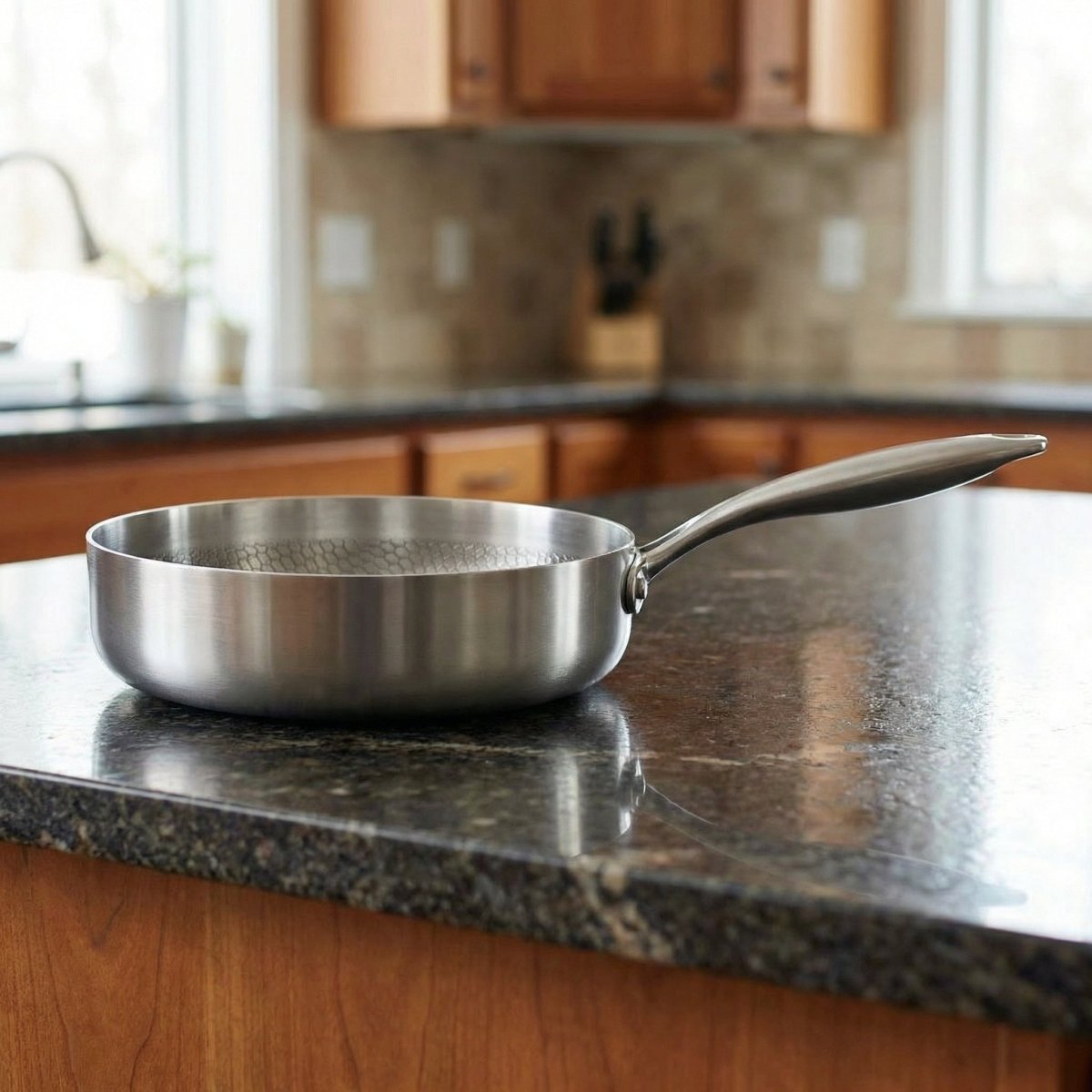 Gehämmerte Titanpfanne mit hohem Rand