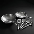 Handgehämmertes Titan-Wok- & Bratpfannen-Set (26 cm) mit Küchenhelfern