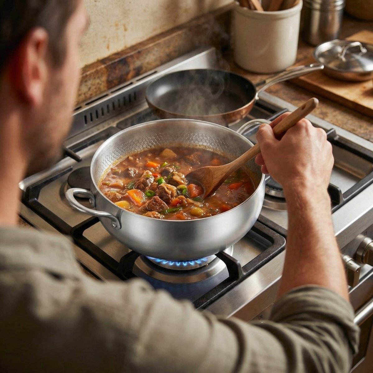 Gehämmerter tiefer Titan-Topf